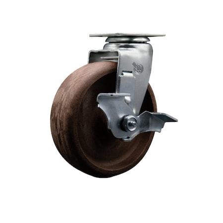 Service Caster 6'' High Temp Glass Filled Nylon Swivel Caster with Roller Bearing and Brake SCC-20S620-GFNRHT-TLB